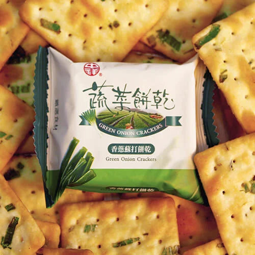 中祥 自然の顔 台湾伝統葱クラッカー オリジナル 個包装｜自然の顏 蔬菜蘇打 量販包 464g 約17~19パック入り