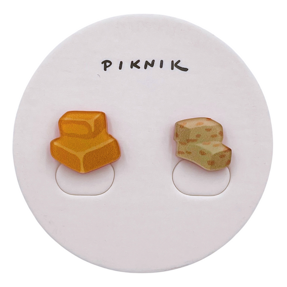 日日野餐 PIKNIK ピアス／イヤリング パイナップルケーキ＋ヌガー｜日日野餐 PIKNIK 耳環／耳夾 台灣文化系列 鳳梨酥＋牛軋糖