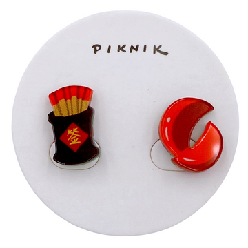 日日野餐 PIKNIK ピアス／イヤリング おみくじ筒＋ポエ｜日日野餐 PIKNIK 耳環／耳夾 台灣文化系列 擲茭籤筒