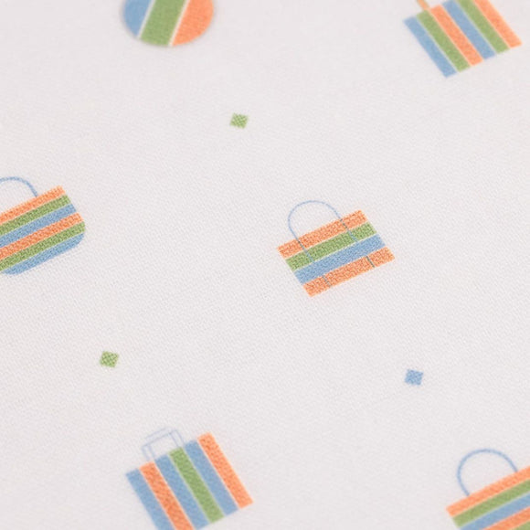 Cosi 台湾製 台湾漁師網ナイロンバッグ柄 ハンドタオル（ハンカチ）ガーゼ生地 x タオル生地 デュアルデザイン 27x27cm｜Cosi 茄芷袋 手帕巾（紗布面 x 毛巾面）