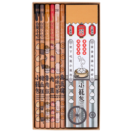 レトロ可愛い 台湾 利百代 台湾小吃（B級グルメ）柄鉛筆セット｜利百代 台灣小吃鉛筆｜硬度：2B