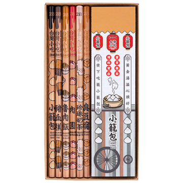 レトロ可愛い 台湾 利百代 台湾小吃（B級グルメ）柄鉛筆セット｜利百代 台灣小吃鉛筆｜硬度：2B