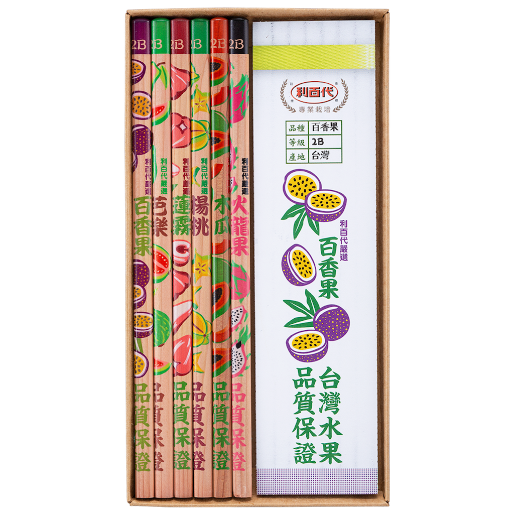 レトロ可愛い 台湾 利百代 台湾果物柄鉛筆セット｜利百代 台灣水果鉛筆｜硬度：2B