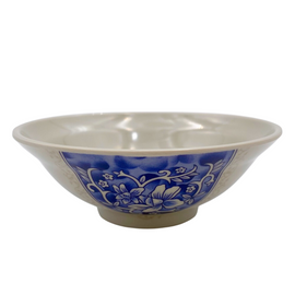 台湾レトロ メラミン製 魯肉飯・鶏肉飯用ボウル 飯碗 花柄｜台灣路邊攤用 美耐皿生意碗（魯肉飯碗） 藍花紋