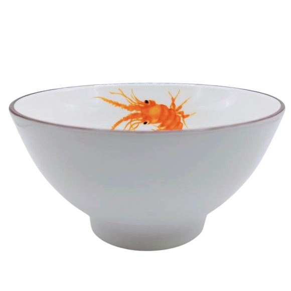 レトロ可愛い 大同磁器 海老わん おかゆ碗 飯碗 直径13.8cm｜大同磁器 4.8吋 粥碗（龍蝦）