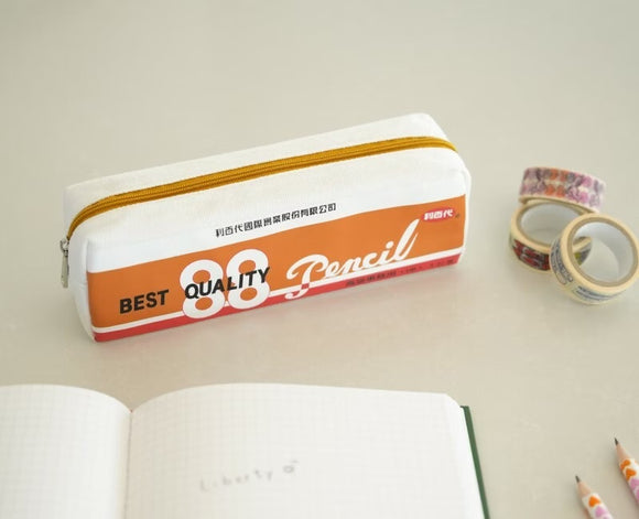 レトロ可愛い 台湾 利百代 88イエロー ペンシル パッケージデザイン柄 ペンケース｜利百代 88 經典黃桿鉛筆 筆袋