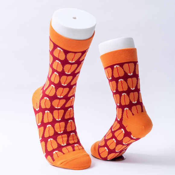 Cosi 台湾 x 錦源興 からすみ柄 ソックス（男女兼用）台湾製 靴下｜烏魚子無痕中長襪 MIT臺灣製襪子｜サイズ：S・M・L