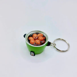 台湾レトロキーホルダー ミニ電鍋 ミニチュア 台湾風煮卵版（茶たまご）（グリーン）｜台灣懷舊復古鑰匙圈 電鍋茶葉蛋（綠）