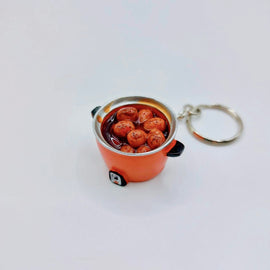 台湾レトロキーホルダー ミニ電鍋 ミニチュア 台湾風煮卵版（茶たまご）（レッド）｜台灣懷舊復古鑰匙圈 電鍋茶葉蛋 紅