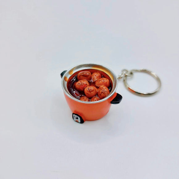 台湾レトロキーホルダー ミニ電鍋 ミニチュア 台湾風煮卵版（茶たまご）（レッド）｜台灣懷舊復古鑰匙圈 電鍋茶葉蛋 紅