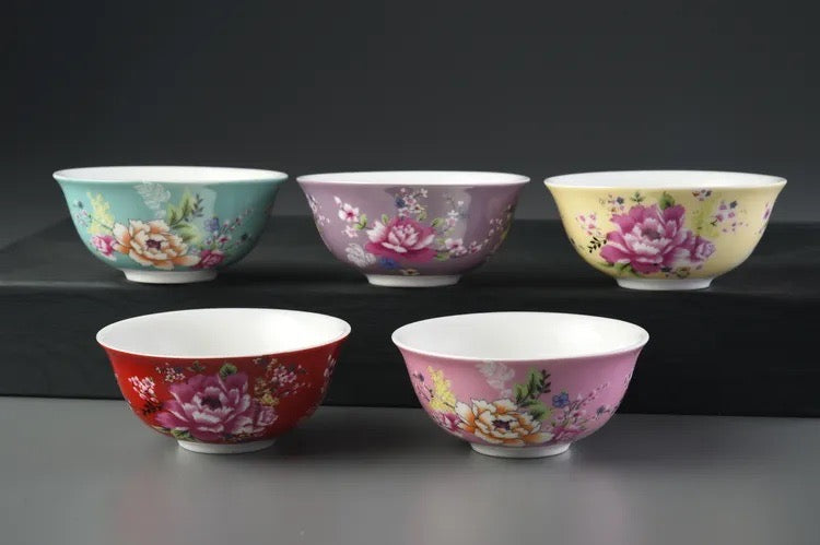 台湾花布（客家花布）柄 茶具 反口杯（ティーカップ） レッド｜台灣花