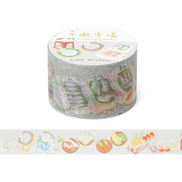 マスキングテープ 台湾パターン 市場｜台灣特色紙膠帶 逛台灣市場 25mm x 6m