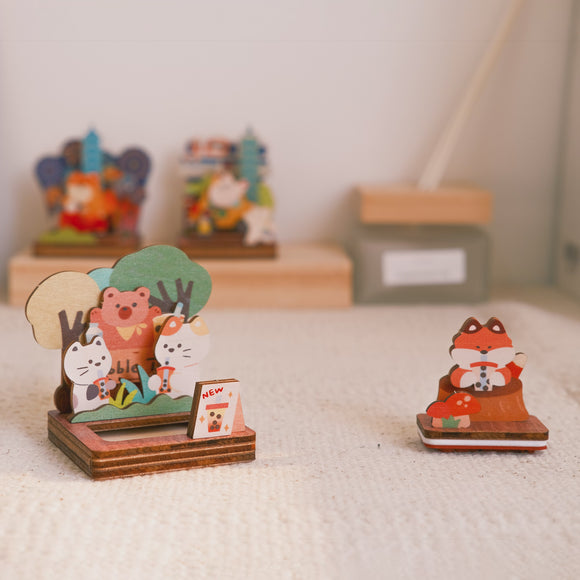 遊木時光 WOOD TIME 台湾風景 木製スタンプ収納セット タピオカミルクティー｜台灣拼風景木製印章收納組 珍珠奶茶