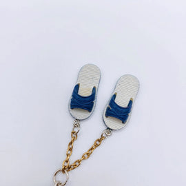 台湾レトロキーホルダー 青白サンダル ミニチュア（ブルー）｜台灣懷舊復古鑰匙圈 藍白拖（藍）
