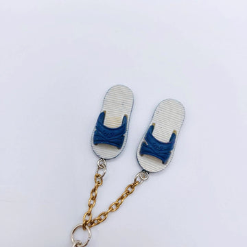 台湾レトロキーホルダー 青白サンダル ミニチュア（ブルー）｜台灣懷舊復古鑰匙圈 藍白拖（藍）