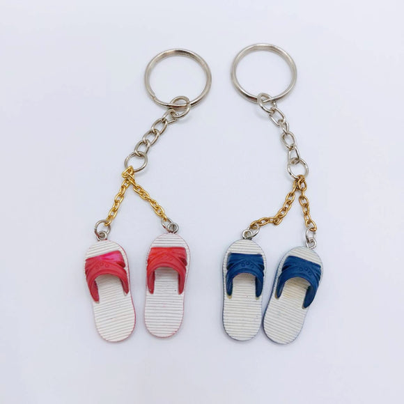 台湾レトロキーホルダー 青白サンダル ミニチュア（レッド）｜台灣懷舊復古鑰匙圈 藍白拖（紅）