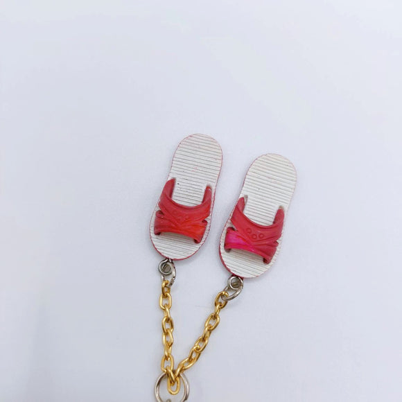台湾レトロキーホルダー 青白サンダル ミニチュア（レッド）｜台灣懷舊復古鑰匙圈 藍白拖（紅）