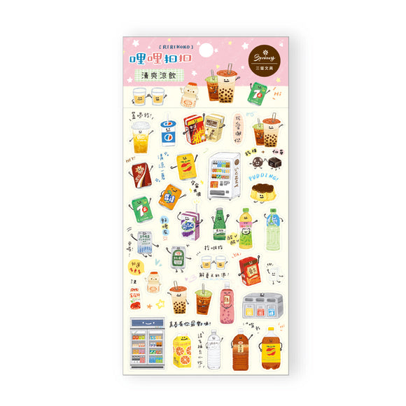 RIRIKOKO 台湾ドリンクテーマ 透明ステッカー （台湾製）｜哩哩扣扣 清爽涼飲 透明手帳貼紙