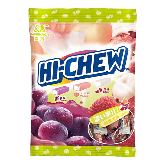 台湾森永製菓 台湾限定 ハイチュウ HI-CHEW ハイチュウアソート（ぶどう・もも・ライチ）大容量 ｜森永嗨啾軟糖家庭包 特選水果口味（葡萄・水蜜桃・荔枝）300g