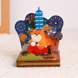 遊木時光 WOOD TIME 台湾風景 木製スタンプ収納セット 台北花火｜台灣拼風景木製印章收納組 綻放台北