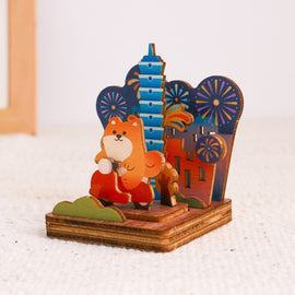 遊木時光 WOOD TIME 台湾風景 木製スタンプ収納セット 台北花火｜台灣拼風景木製印章收納組 綻放台北