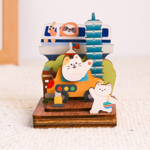 遊木時光 WOOD TIME 台湾風景 木製スタンプ収納セット 台北さんぽ｜台灣拼風景木製印章收納組 台北漫遊