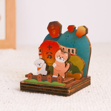 遊木時光 WOOD TIME 台湾風景 木製スタンプ収納セット 天燈（ランタン）｜台灣拼風景木製印章收納組 幸福天燈