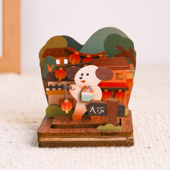 遊木時光 WOOD TIME 台湾風景 木製スタンプ収納セット 九份｜台灣拼風景木製印章收納組 九份山城