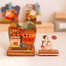 遊木時光 WOOD TIME 台湾風景 木製スタンプ収納セット 九份｜台灣拼風景木製印章收納組 九份山城