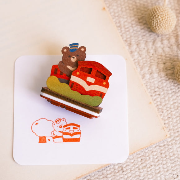 遊木時光 WOOD TIME 台湾風景 木製スタンプ収納セット 阿里山｜台灣拼風景木製印章收納組 趣遊阿里山