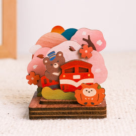 遊木時光 WOOD TIME 台湾風景 木製スタンプ収納セット 阿里山｜台灣拼風景木製印章收納組 趣遊阿里山