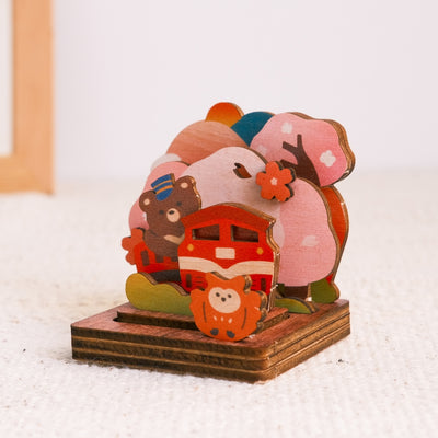 遊木時光 WOOD TIME 台湾風景 木製スタンプ収納セット 阿里山｜台灣拼風景木製印章收納組 趣遊阿里山