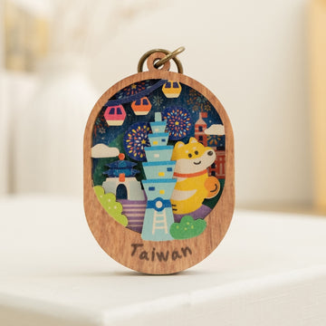 遊木時光 WOOD TIME 台湾ミニ風景 木製ミニ鏡 台湾｜台灣微風景木製小物鏡 綻放台灣