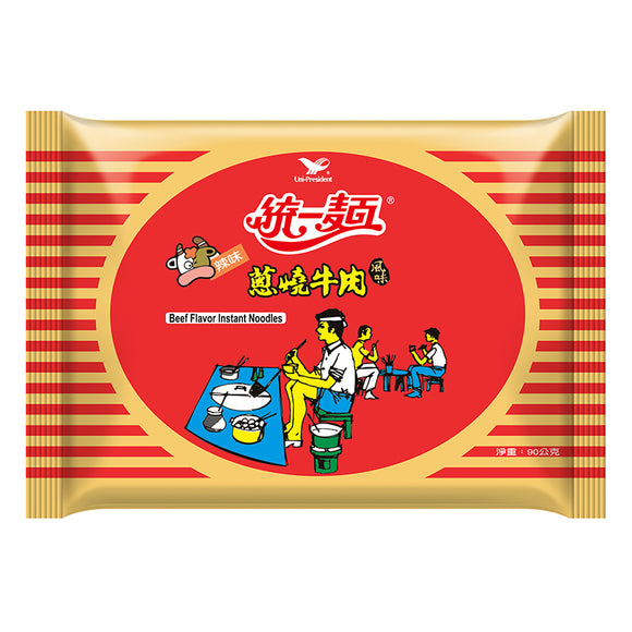 統一 ネギ焼き牛肉風味麺 辣味蔥燒牛肉麵｜5個パック｜90gx5
