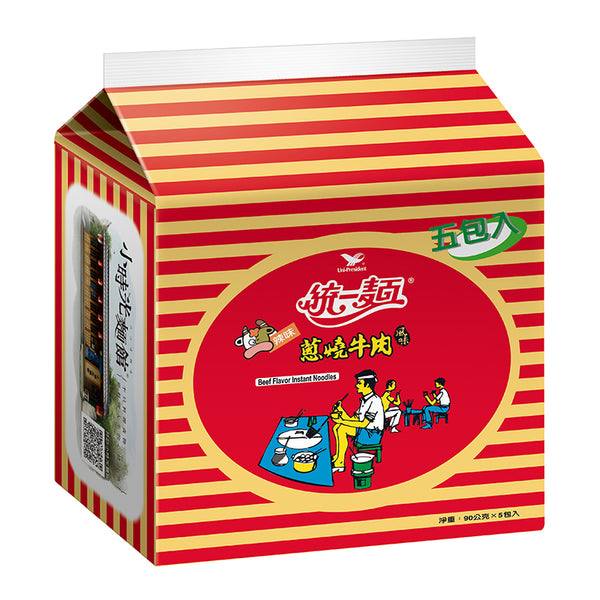 統一 ネギ焼き牛肉風味麺 辣味蔥燒牛肉麵｜5個パック｜90gx5
