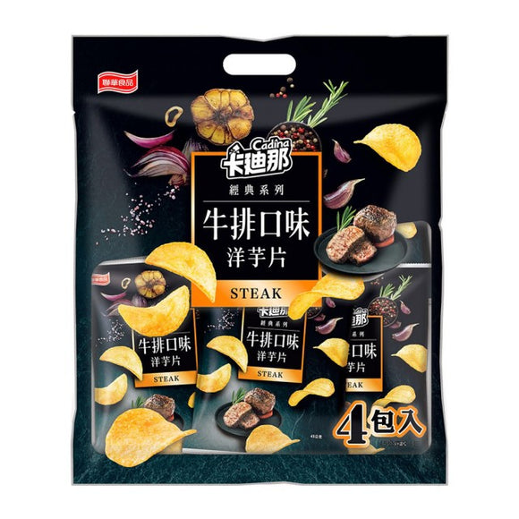 〈4点セット〉カディナ Cardina ポテトチップス ブラックペッパーステーキ味 ｜卡迪那牛排口味 洋芋片｜33gx4