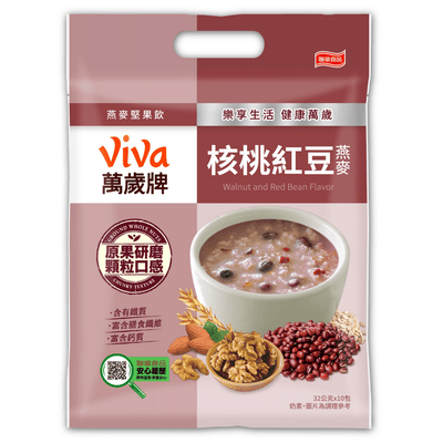 ViVa 万歳 穀物ドリンク（くるみ・あずき）｜ViVa萬歲牌 燕麥堅果飲 核桃紅豆 320g（32gx10パック）