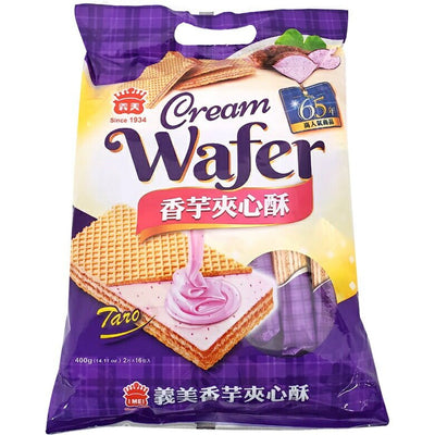 義美ウェハース タロイモ味｜義美夾心酥 香芋 400g｜16枚入（個包装）