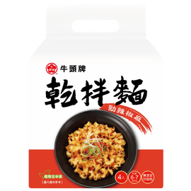 〈4食入〉牛頭牌 まぜ刀削麺 麻辣風味｜牛頭牌 勁辣椒麻乾拌麵（4食パック｜114gx4）