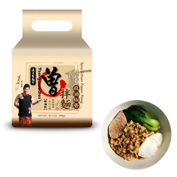 曽拌麺（ソウ・バンメン） 麻辣胡麻油味 台湾汁なし混ぜそば｜曾拌麵 麻油椒香（4個パック｜117gx4）