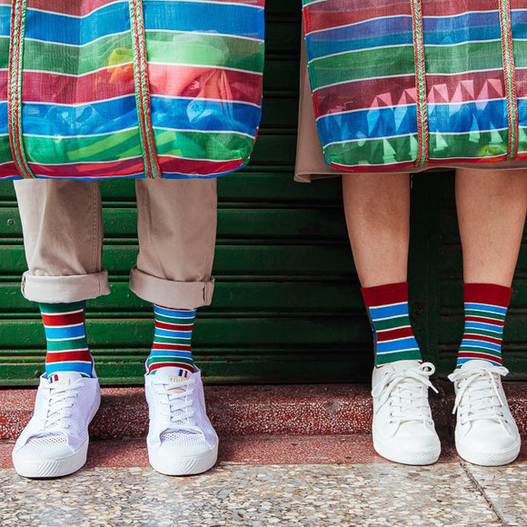 Cosi 漁師網バッグ柄ソックス（男女兼用）台湾製 靴下｜臺灣色彩系列 茄芷袋 無痕中長襪 MIT臺灣製襪子｜サイズ：S・M・L