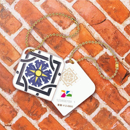 台湾マジョリカタイル柄 キーホルダー型 台湾交通系ICカード 百合錦簇（バイへージンツー）｜台灣花磚造型悠遊卡