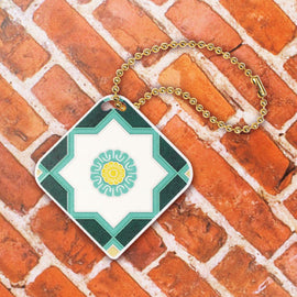 台湾マジョリカタイル柄 キーホルダー型 台湾交通系ICカード 富貴花鞠（フーグイーファジュ）｜台灣花磚造型悠遊卡