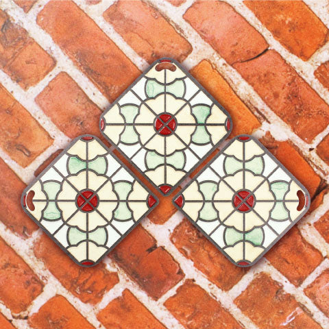 台湾マジョリカタイル柄 キーホルダー型 台湾交通系ICカード 最是熟悉（ツィーシシューシー）｜台灣花磚造型悠遊卡