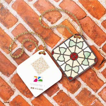 台湾マジョリカタイル柄 キーホルダー型 台湾交通系ICカード 最是熟悉（ツィーシシューシー）｜台灣花磚造型悠遊卡