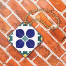 台湾マジョリカタイル柄 キーホルダー型 台湾交通系ICカード 煙雨青天（イェンユーチンテェン）｜台灣花磚造型悠遊卡