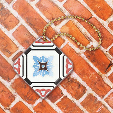 台湾マジョリカタイル柄 キーホルダー型 台湾交通系ICカード 瑞日芝蘭（ズイジージーラン）｜台灣花磚造型悠遊卡