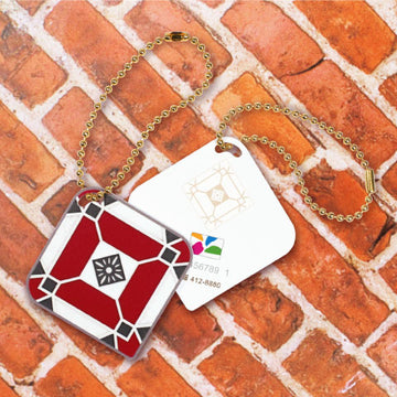 台湾マジョリカタイル柄 キーホルダー型 台湾交通系ICカード 紅樓夢醒（ホンローモンシン）｜台灣花磚造型悠遊卡