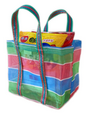 台湾製 漁師網 ナイロンランチバッグ (茄芷袋) 台湾カラー ボーダー｜S／Lサイズ｜茄芷便當袋