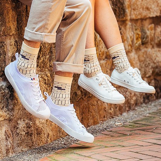 Cosi 台湾 二丁掛けタイル柄 ソックス（男女兼用）台湾製 靴下｜臺灣質地系列 二丁掛 無痕中長襪 MIT臺灣製襪子｜サイズ：S・M・L